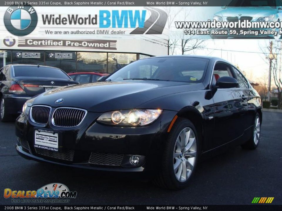 2008 BMW 3 Series 335xi Coupe Black Sapphire Metallic / Coral Red/Black Photo #1