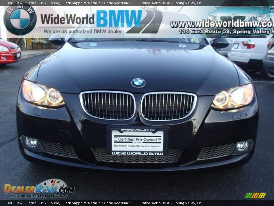 2008 BMW 3 Series 335xi Coupe Black Sapphire Metallic / Coral Red/Black Photo #2