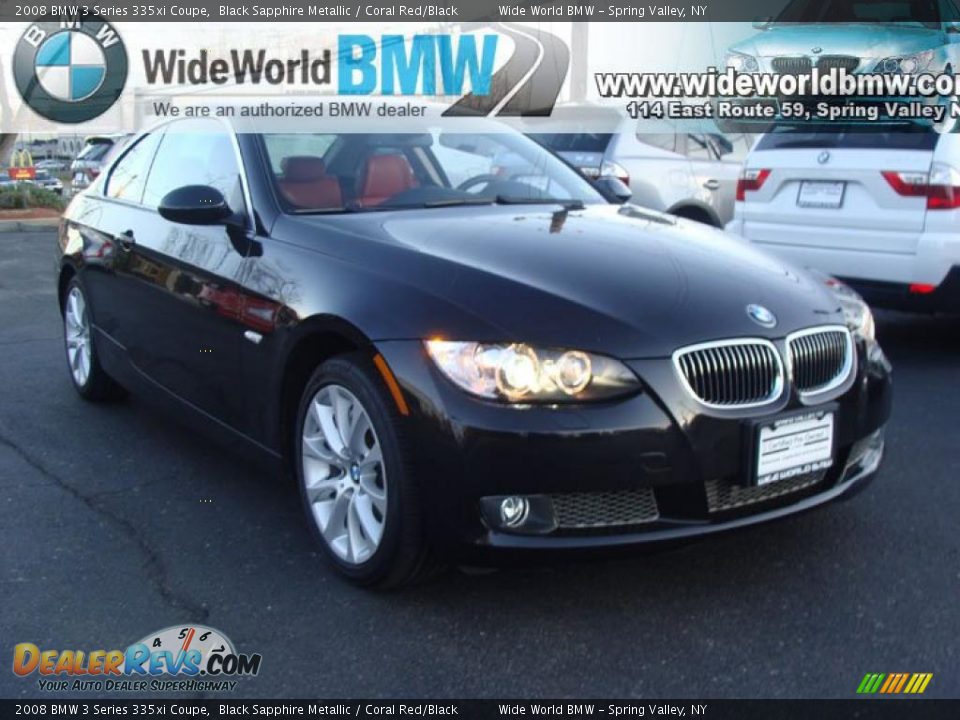 2008 BMW 3 Series 335xi Coupe Black Sapphire Metallic / Coral Red/Black Photo #3