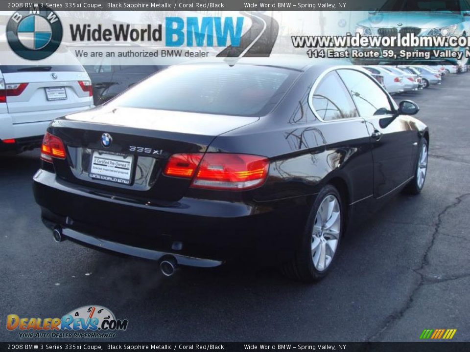2008 BMW 3 Series 335xi Coupe Black Sapphire Metallic / Coral Red/Black Photo #4