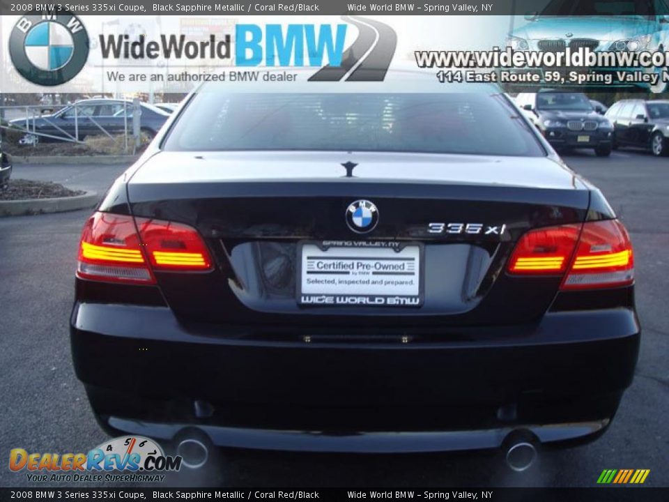 2008 BMW 3 Series 335xi Coupe Black Sapphire Metallic / Coral Red/Black Photo #5