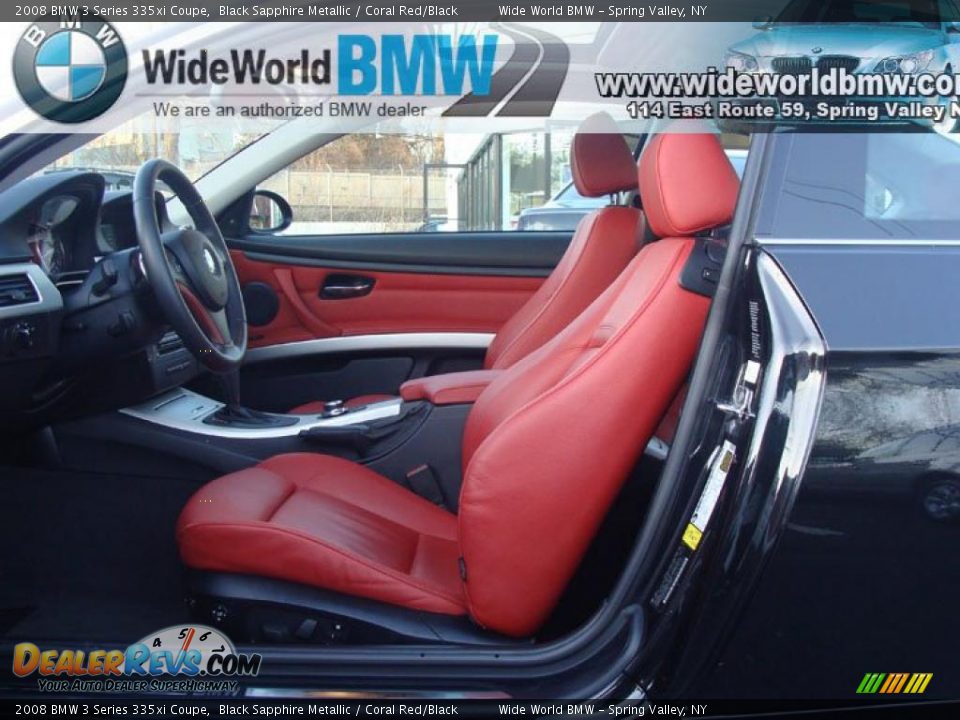2008 BMW 3 Series 335xi Coupe Black Sapphire Metallic / Coral Red/Black Photo #8