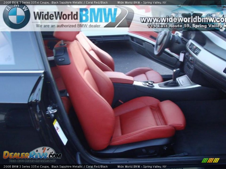 2008 BMW 3 Series 335xi Coupe Black Sapphire Metallic / Coral Red/Black Photo #9