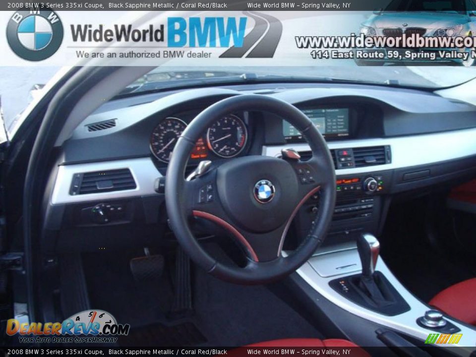 2008 BMW 3 Series 335xi Coupe Black Sapphire Metallic / Coral Red/Black Photo #11