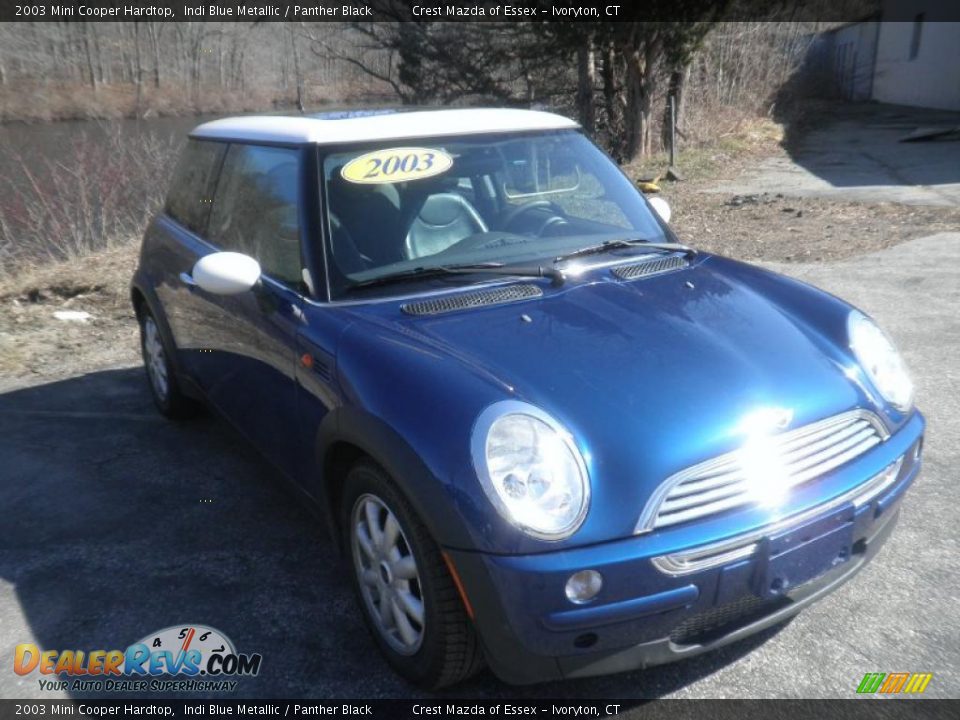 2003 Mini Cooper Hardtop Indi Blue Metallic / Panther Black Photo #3