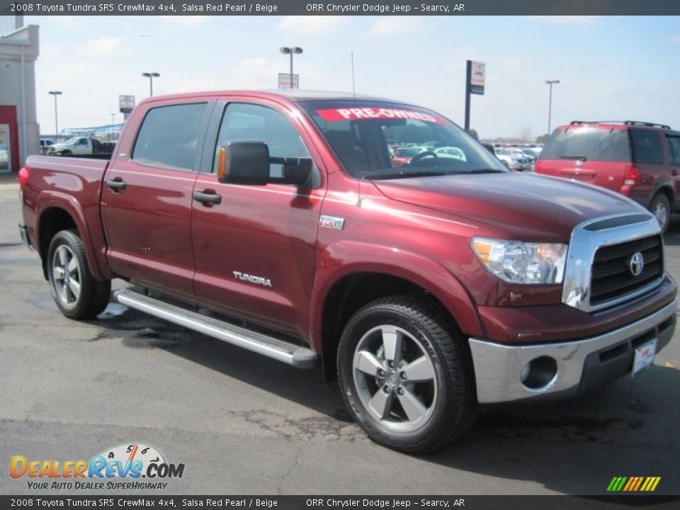 2008 Toyota Tundra SR5 CrewMax 4x4 Salsa Red Pearl / Beige Photo #3