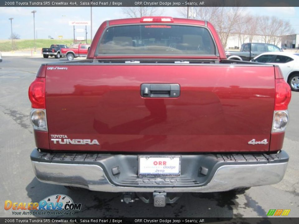 2008 Toyota Tundra SR5 CrewMax 4x4 Salsa Red Pearl / Beige Photo #5