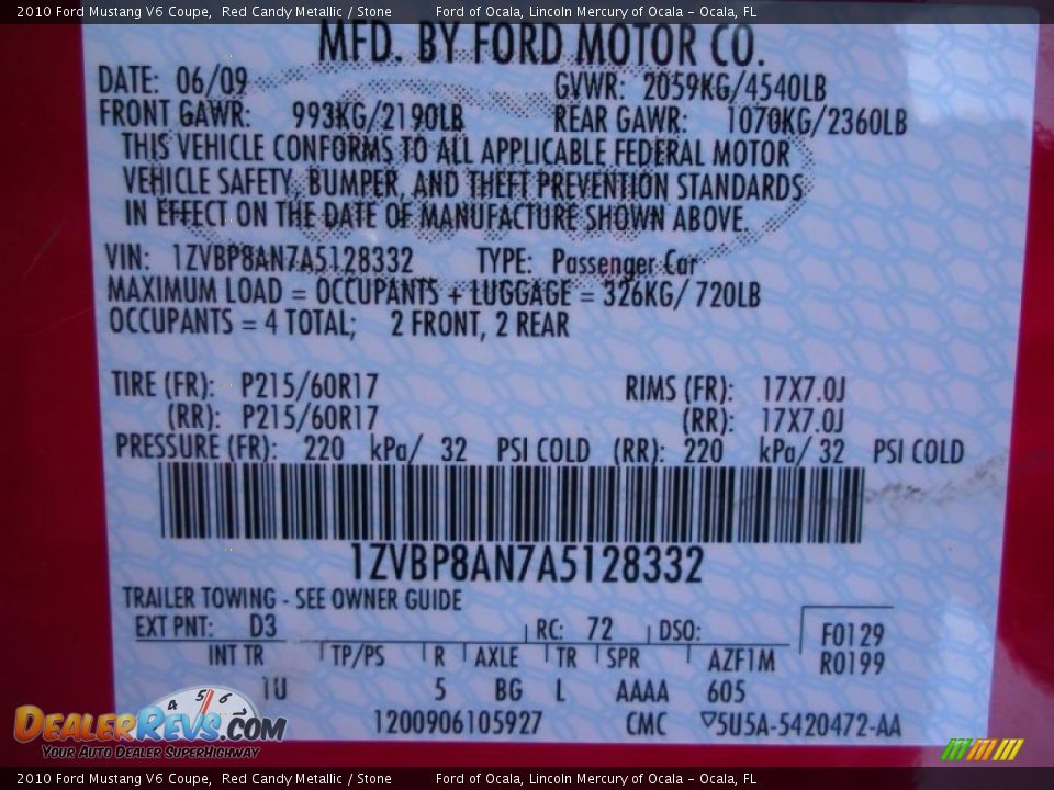 2010 Ford Mustang V6 Coupe Red Candy Metallic / Stone Photo #25