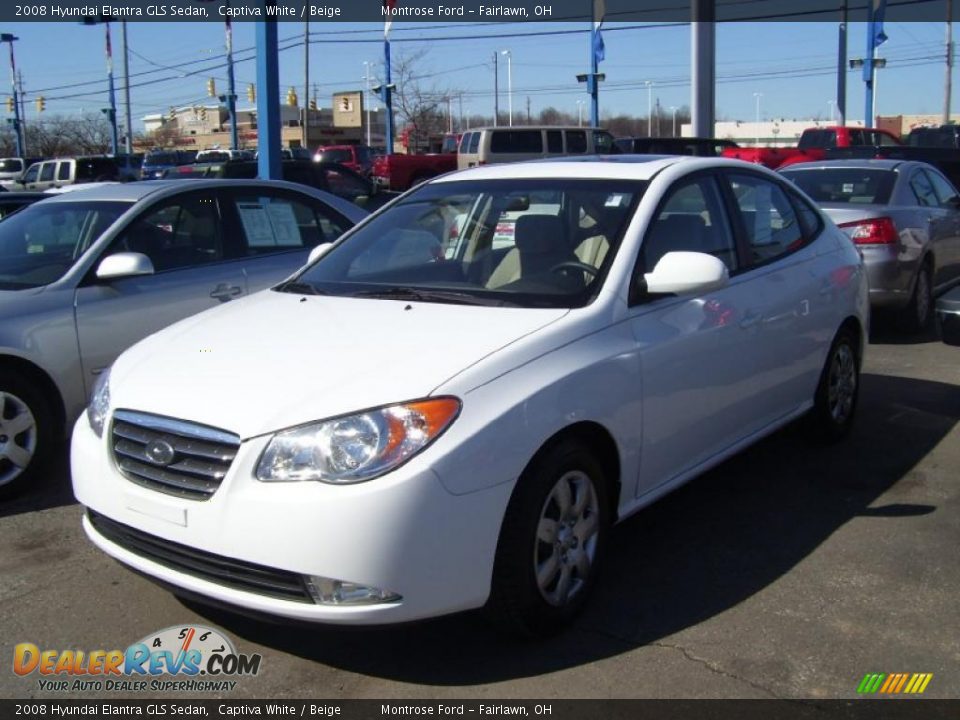 2008 Hyundai Elantra GLS Sedan Captiva White / Beige Photo #1
