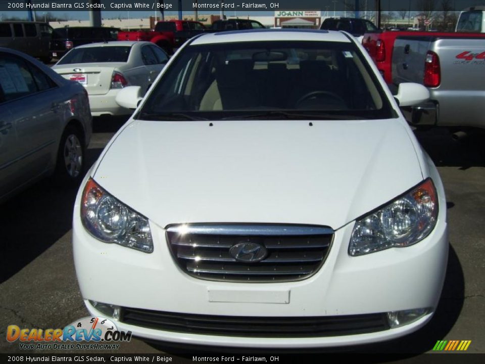 2008 Hyundai Elantra GLS Sedan Captiva White / Beige Photo #2