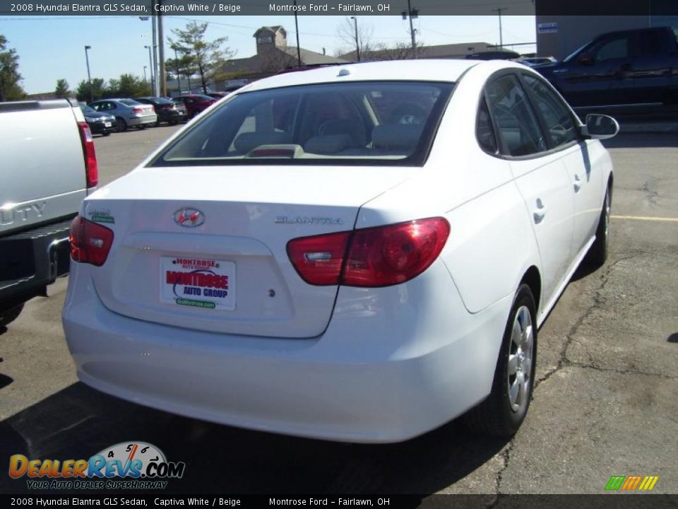 2008 Hyundai Elantra GLS Sedan Captiva White / Beige Photo #3