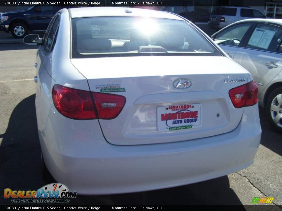 2008 Hyundai Elantra GLS Sedan Captiva White / Beige Photo #4