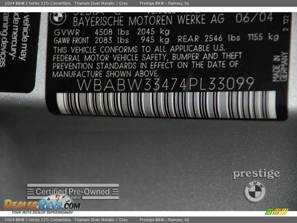 2004 BMW 3 Series 325i Convertible Titanium Silver Metallic / Grey Photo #12