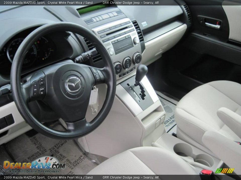 2009 Mazda MAZDA5 Sport Crystal White Pearl Mica / Sand Photo #9