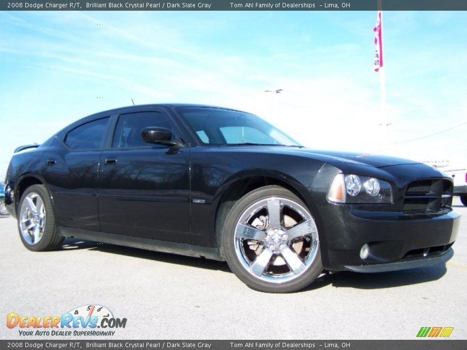 2008 Dodge Charger R/T Brilliant Black Crystal Pearl / Dark Slate Gray Photo #2