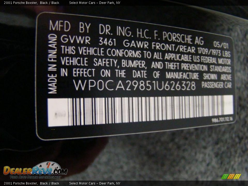 2001 Porsche Boxster Black / Black Photo #16