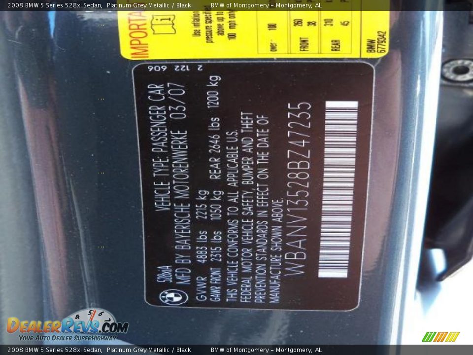 2008 BMW 5 Series 528xi Sedan Platinum Grey Metallic / Black Photo #21