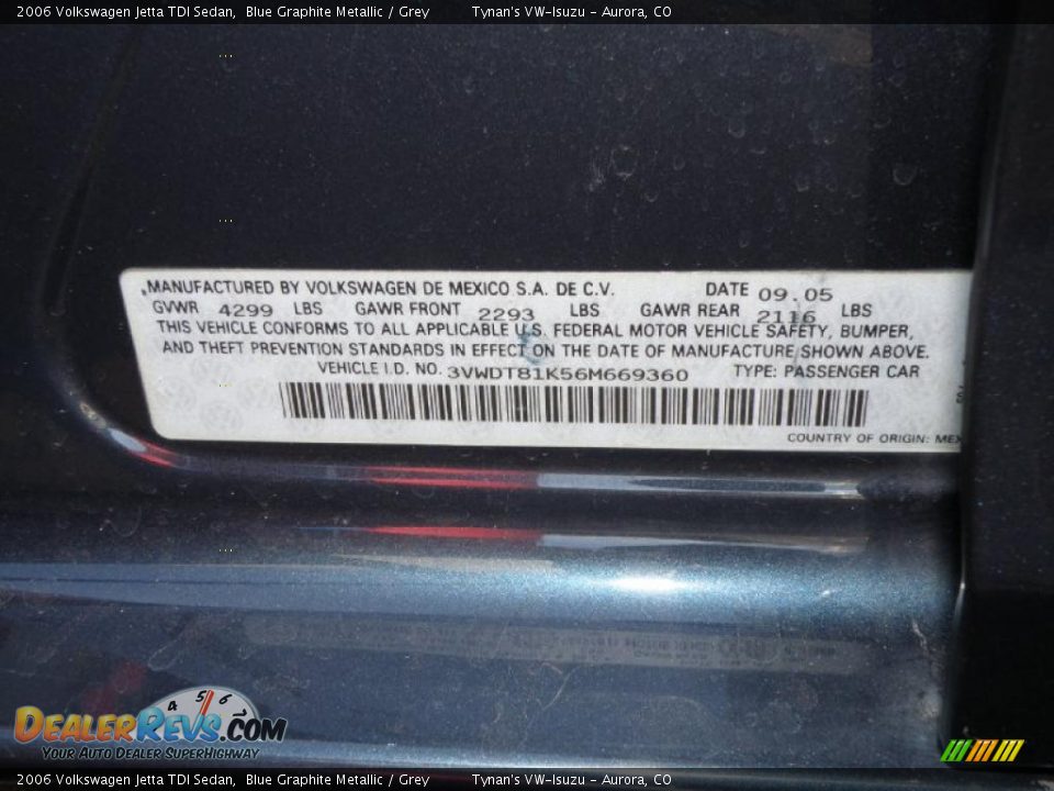 2006 Volkswagen Jetta TDI Sedan Blue Graphite Metallic / Grey Photo #21