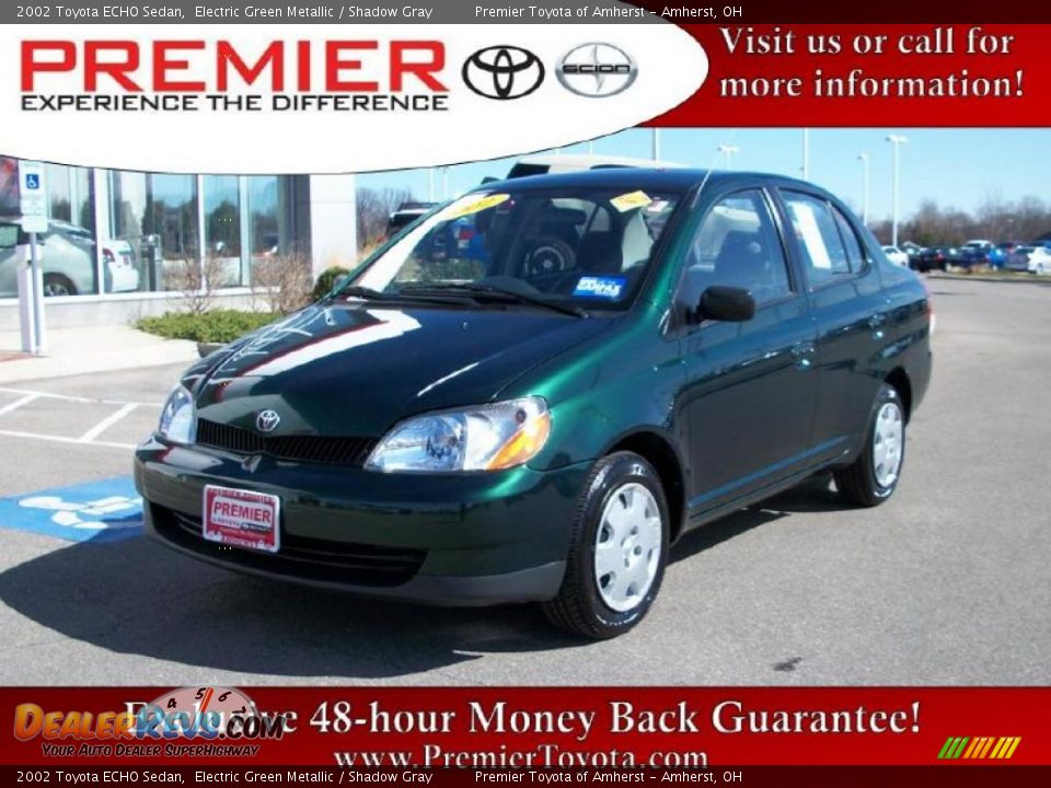 2002 Toyota ECHO Sedan Electric Green Metallic / Shadow Gray Photo #1
