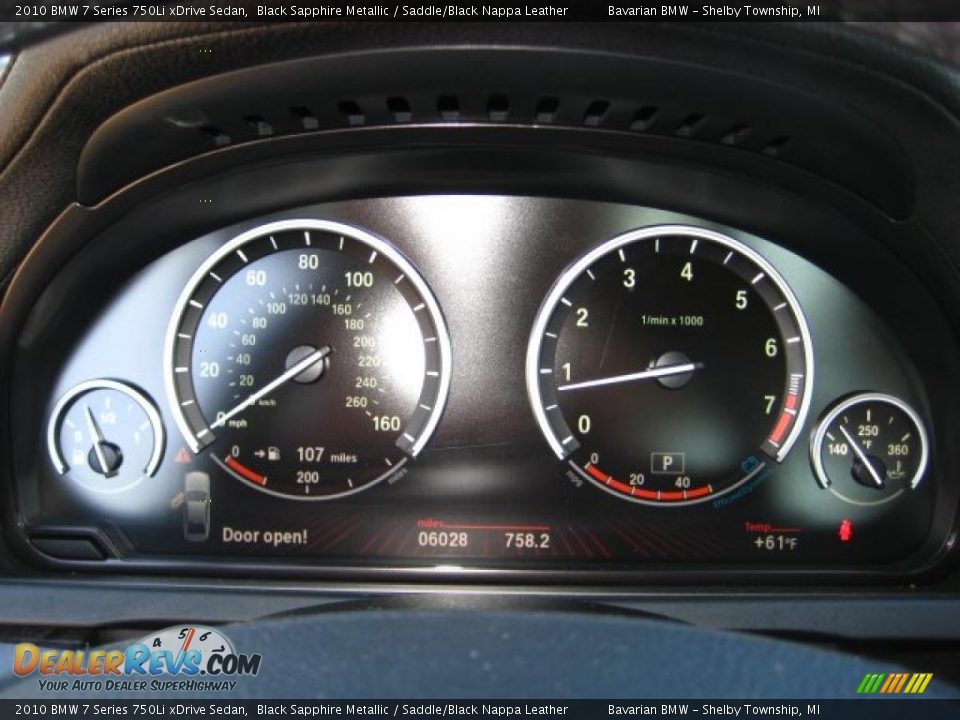 2010 BMW 7 Series 750Li xDrive Sedan Black Sapphire Metallic / Saddle/Black Nappa Leather Photo #19