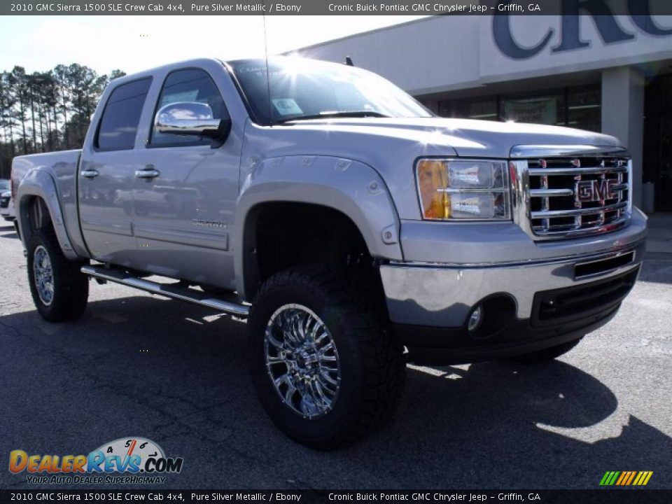 2010 GMC Sierra 1500 SLE Crew Cab 4x4 Pure Silver Metallic / Ebony Photo #2