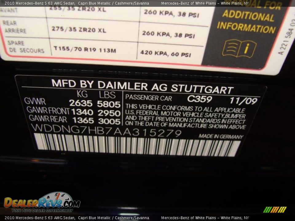 2010 Mercedes-Benz S 63 AMG Sedan Capri Blue Metallic / Cashmere/Savanna Photo #23