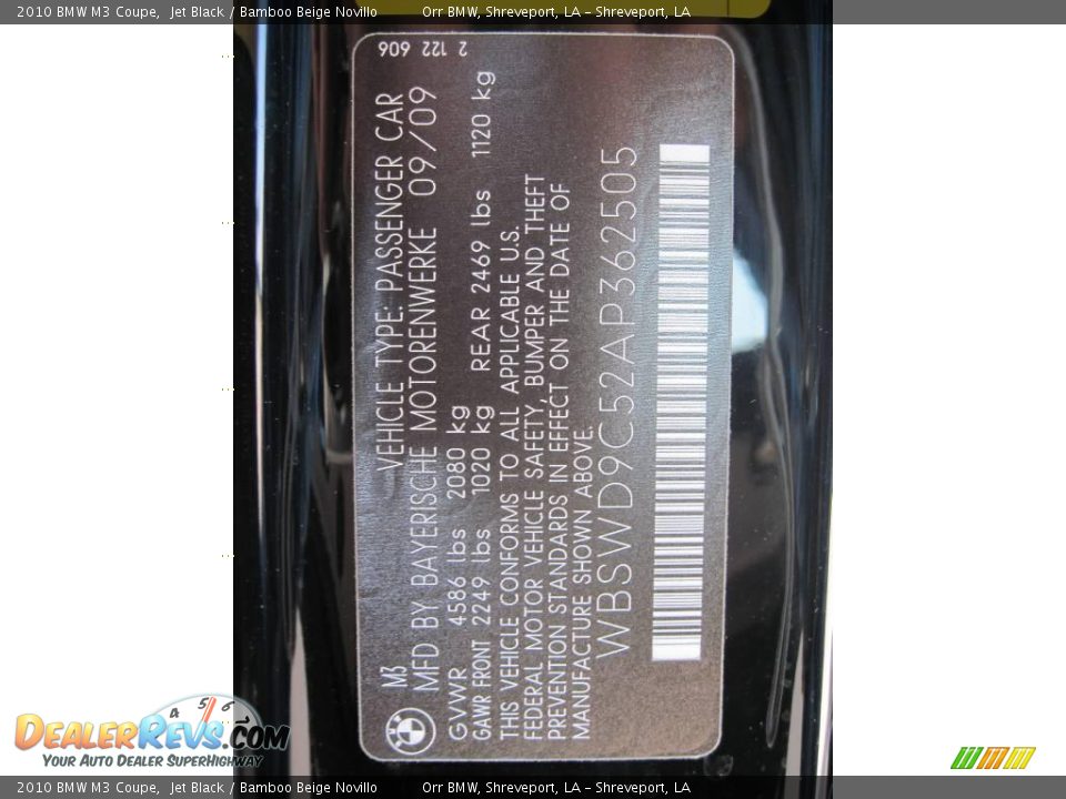 2010 BMW M3 Coupe Jet Black / Bamboo Beige Novillo Photo #9