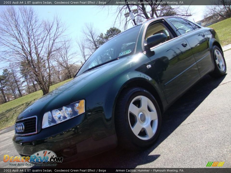 2003 Audi A4 1.8T quattro Sedan Goodwood Green Pearl Effect / Beige Photo #1