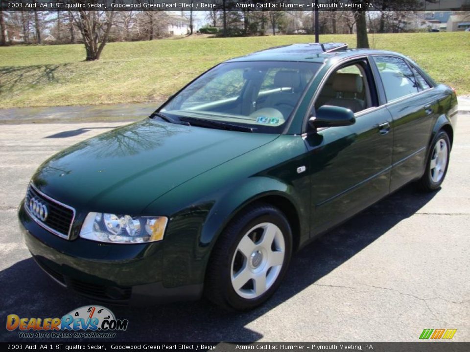 2003 Audi A4 1.8T quattro Sedan Goodwood Green Pearl Effect / Beige Photo #2