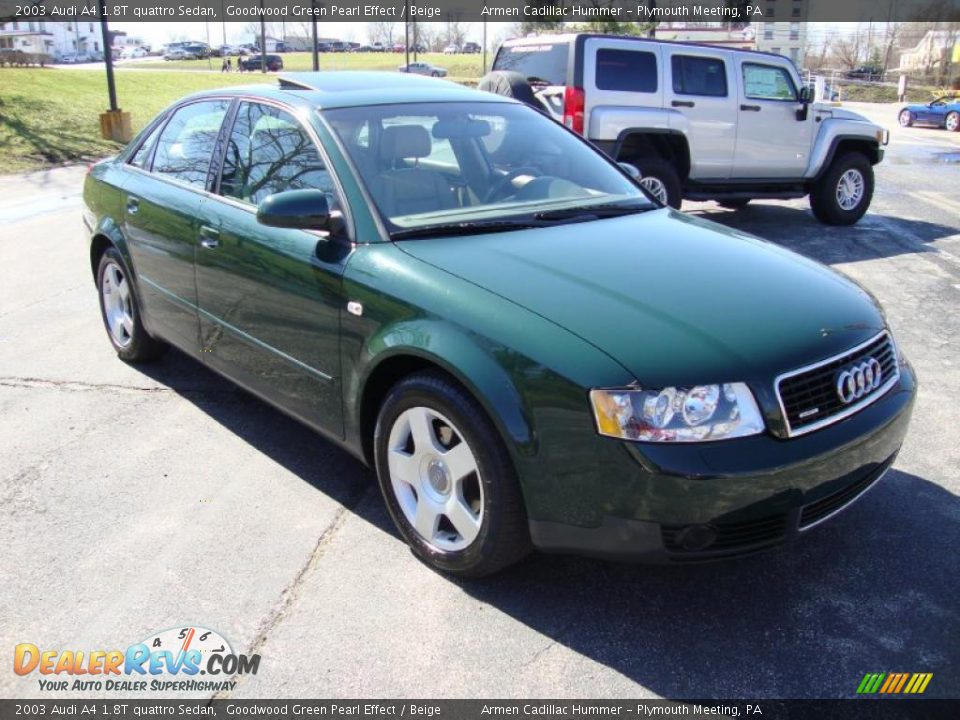 2003 Audi A4 1.8T quattro Sedan Goodwood Green Pearl Effect / Beige Photo #4