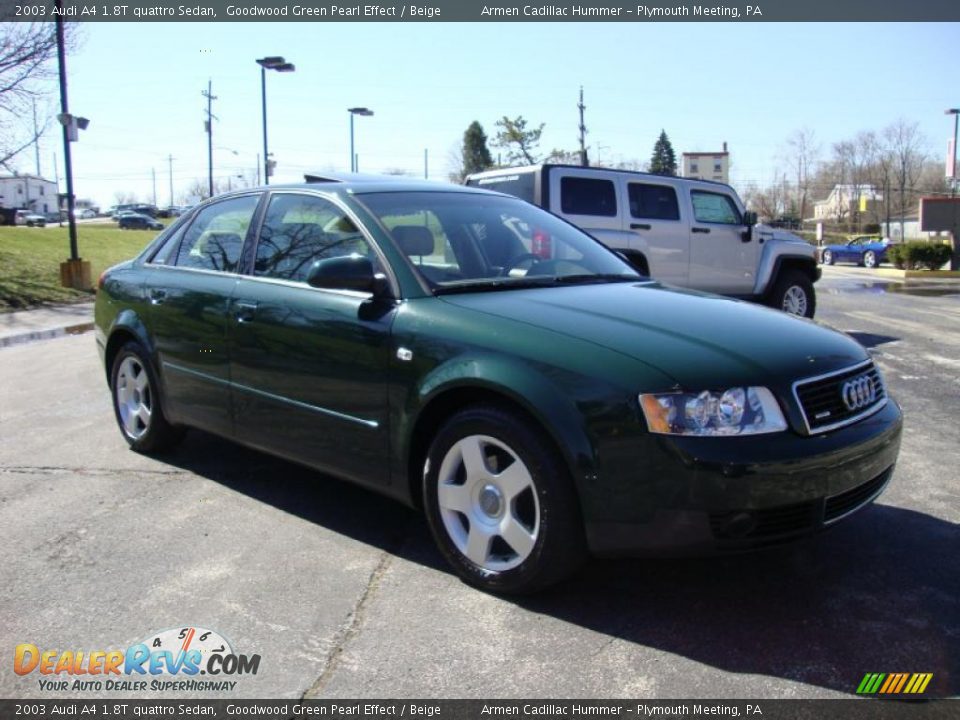 2003 Audi A4 1.8T quattro Sedan Goodwood Green Pearl Effect / Beige Photo #5