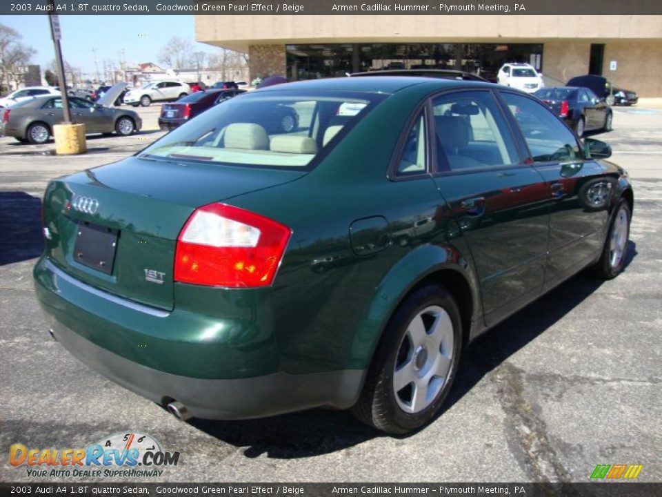 2003 Audi A4 1.8T quattro Sedan Goodwood Green Pearl Effect / Beige Photo #7