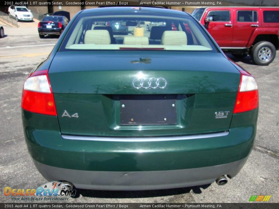 2003 Audi A4 1.8T quattro Sedan Goodwood Green Pearl Effect / Beige Photo #8