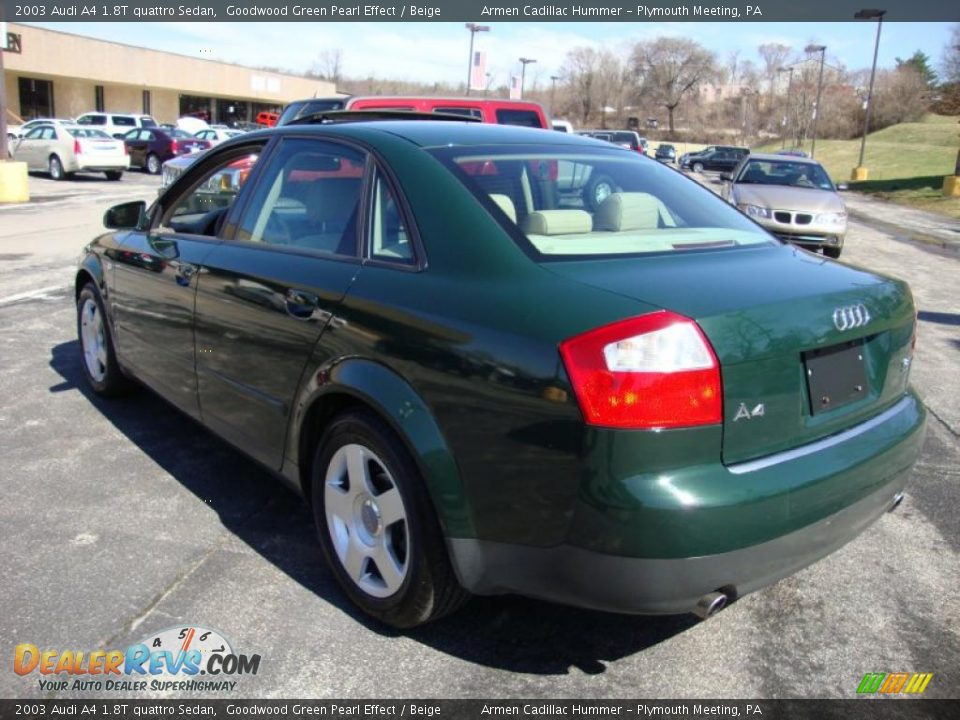 2003 Audi A4 1.8T quattro Sedan Goodwood Green Pearl Effect / Beige Photo #9