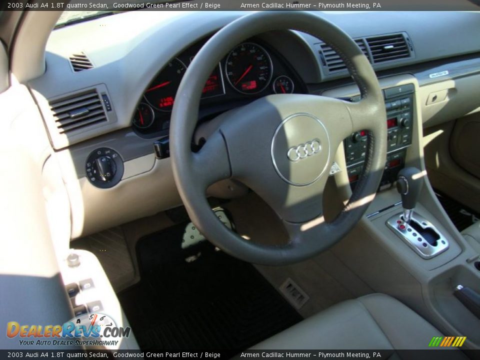 2003 Audi A4 1.8T quattro Sedan Goodwood Green Pearl Effect / Beige Photo #11