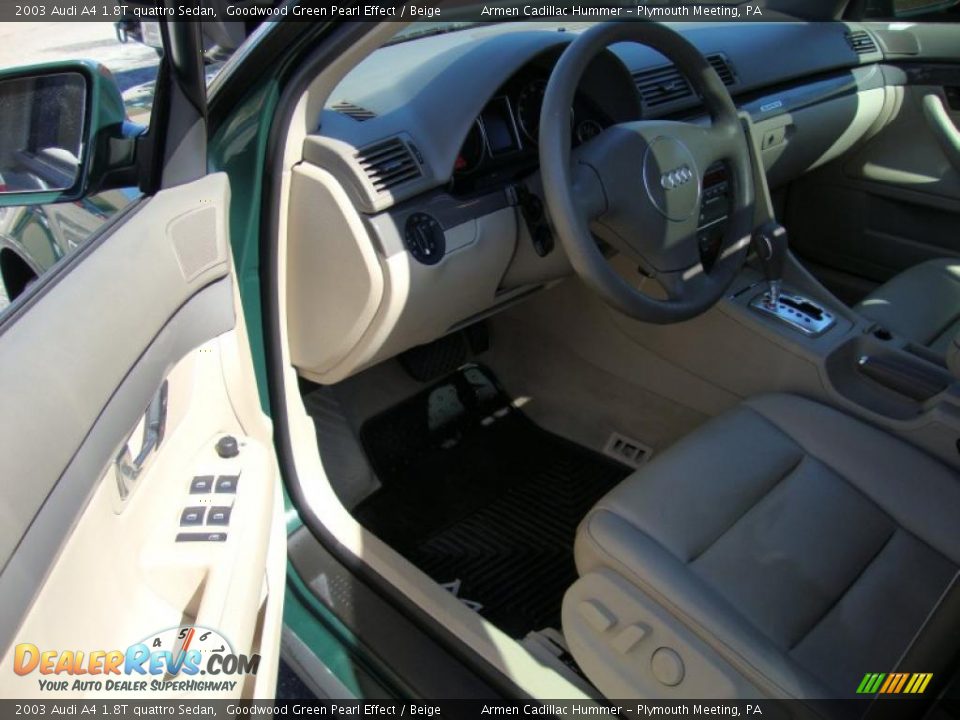 2003 Audi A4 1.8T quattro Sedan Goodwood Green Pearl Effect / Beige Photo #12