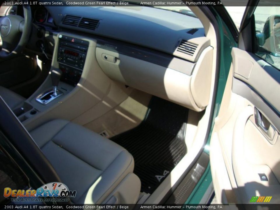 2003 Audi A4 1.8T quattro Sedan Goodwood Green Pearl Effect / Beige Photo #16