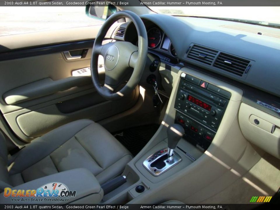 2003 Audi A4 1.8T quattro Sedan Goodwood Green Pearl Effect / Beige Photo #17