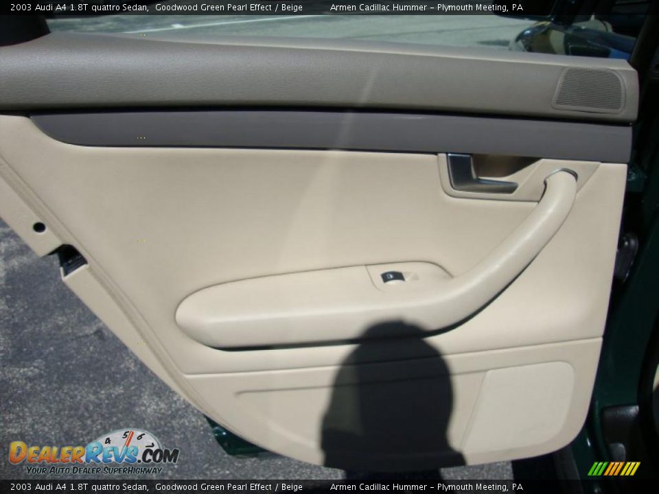 2003 Audi A4 1.8T quattro Sedan Goodwood Green Pearl Effect / Beige Photo #21
