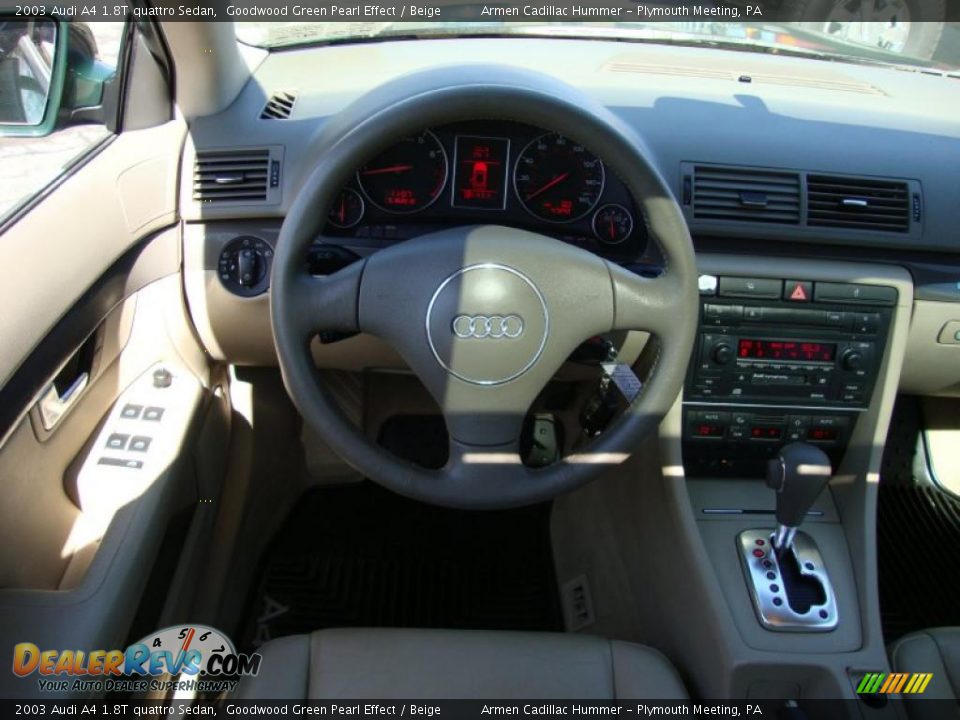 2003 Audi A4 1.8T quattro Sedan Goodwood Green Pearl Effect / Beige Photo #25