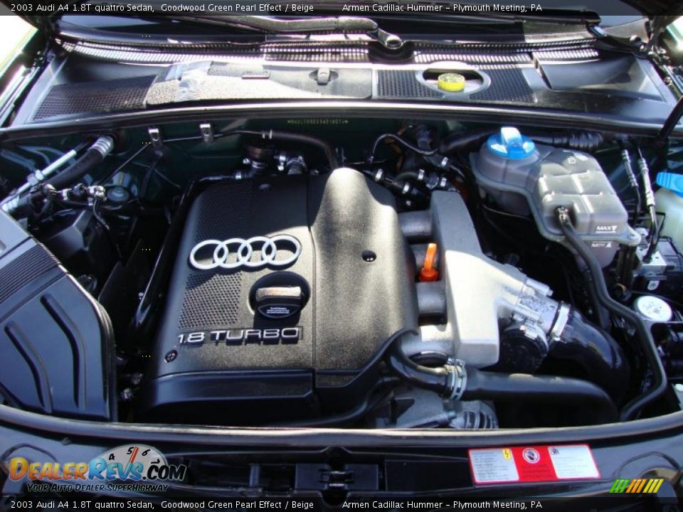 2003 Audi A4 1.8T quattro Sedan Goodwood Green Pearl Effect / Beige Photo #28