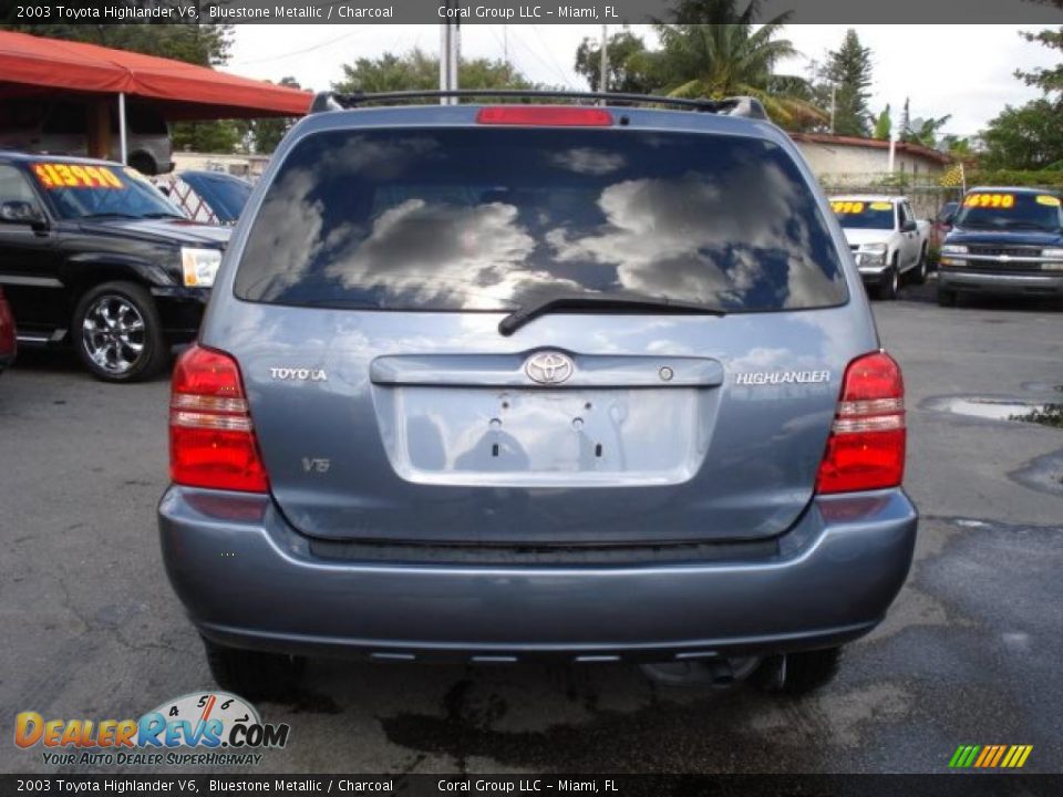 2003 Toyota Highlander V6 Bluestone Metallic / Charcoal Photo #5