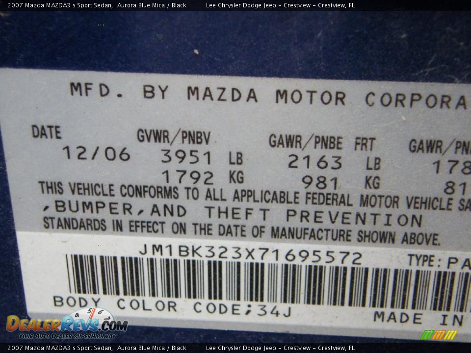 2007 Mazda MAZDA3 s Sport Sedan Aurora Blue Mica / Black Photo #30