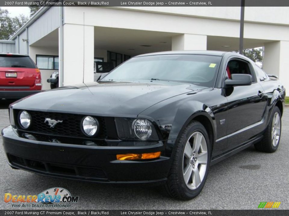 2007 Ford Mustang GT Premium Coupe Black / Black/Red Photo #1