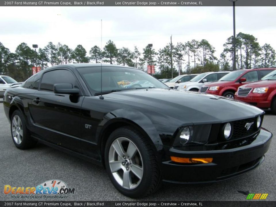 2007 Ford Mustang GT Premium Coupe Black / Black/Red Photo #7