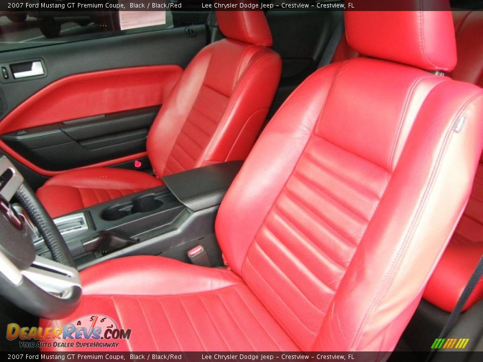 2007 Ford Mustang GT Premium Coupe Black / Black/Red Photo #15