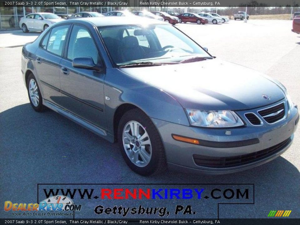 2007 Saab 9-3 2.0T Sport Sedan Titan Gray Metallic / Black/Gray Photo #1