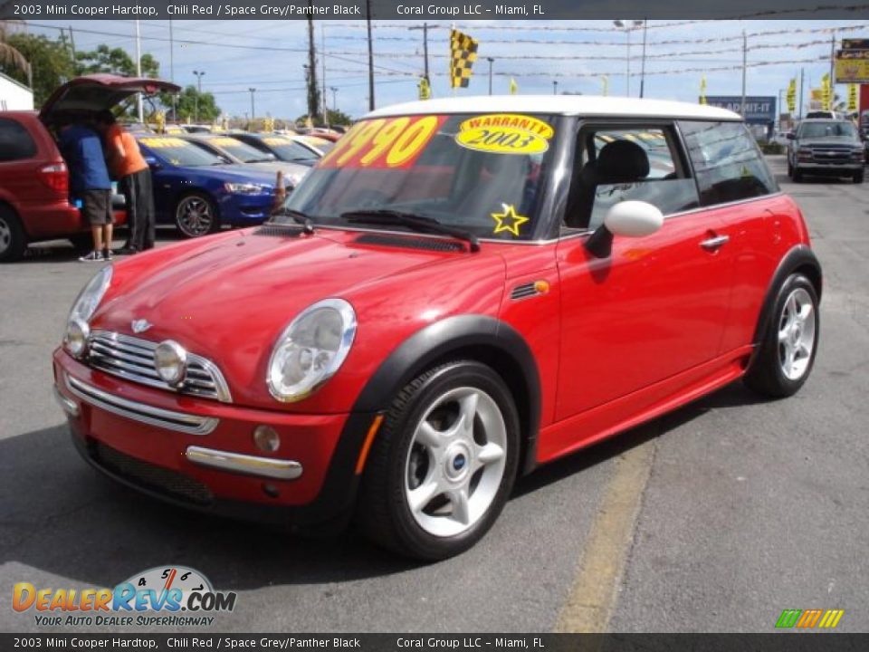 2003 Mini Cooper Hardtop Chili Red / Space Grey/Panther Black Photo #3