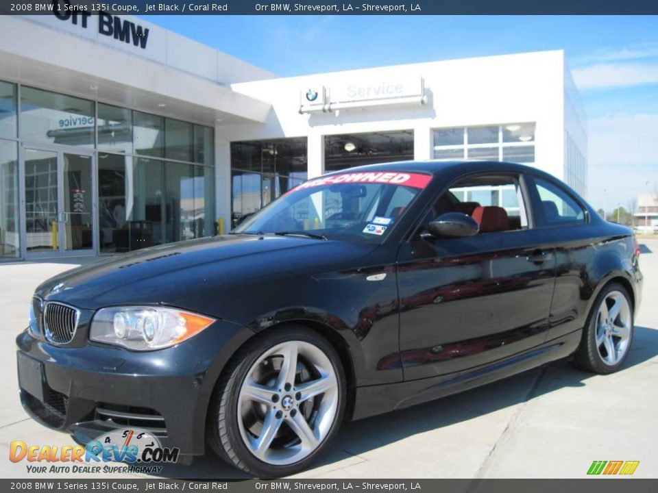 2008 BMW 1 Series 135i Coupe Jet Black / Coral Red Photo #1