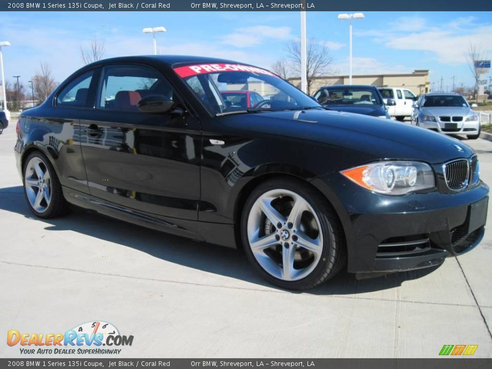 2008 BMW 1 Series 135i Coupe Jet Black / Coral Red Photo #2